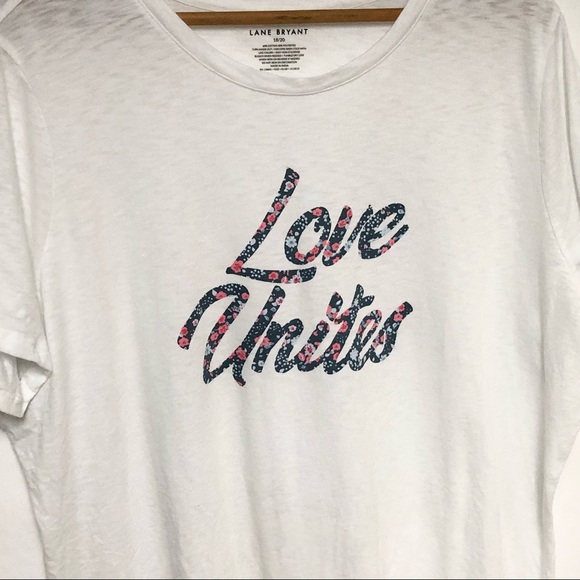 ➕ Lane Bryant Love Unites Short Sleeve T Shirt - Picture 3 of 8